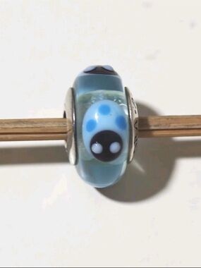 Genuine Pandora Silver Blue/Aqua Ladybug Murano Glass Charm 790654 Retired